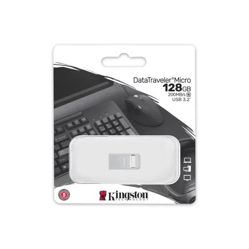Накопичувач Kingston  128GB USB 3.2 Type-A Gen1 DT Micro R200MB/s Metal