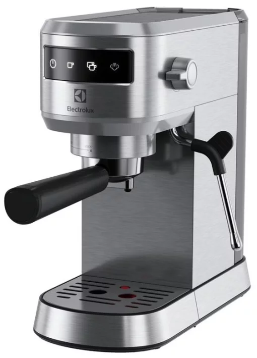 Кавоварка Electrolux ріжкова, 1л, мелена, ручний капуч, LED-дисплей, підігрів чашок, метал