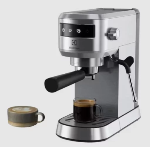 Кавоварка Electrolux ріжкова, 1л, мелена, ручний капуч, LED-дисплей, підігрів чашок, метал