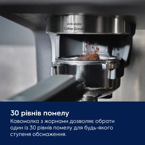 Кавоварка Electrolux ріжкова, 3л, зерно+мелена, ручний капуч, кавомолка, підігрів чашок, подача гар. води, чорний