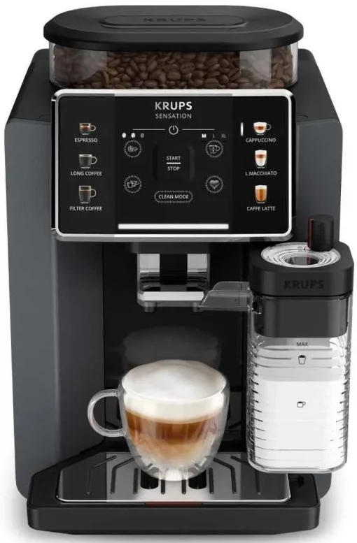 Кавомашина Krups Sensation Milk M90 1.7л, зерно, автомат.капучинатор, авторецептів - 6, чорний