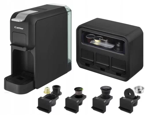 Кавоварка Catler капсульна Porto 0.8л, капсули, мелена кава, механічне керування, + бокс для адаптерів та капсул, чорний