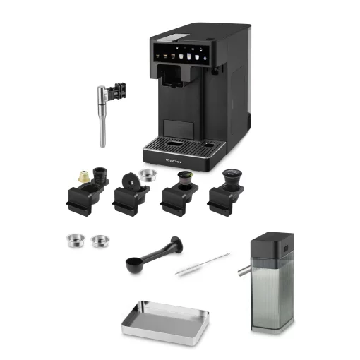 Кавоварка Catler капсульна Renzo 1.6л, капсули, мелена кава, сенсорне керування, автоматичний капучинатор, чорний