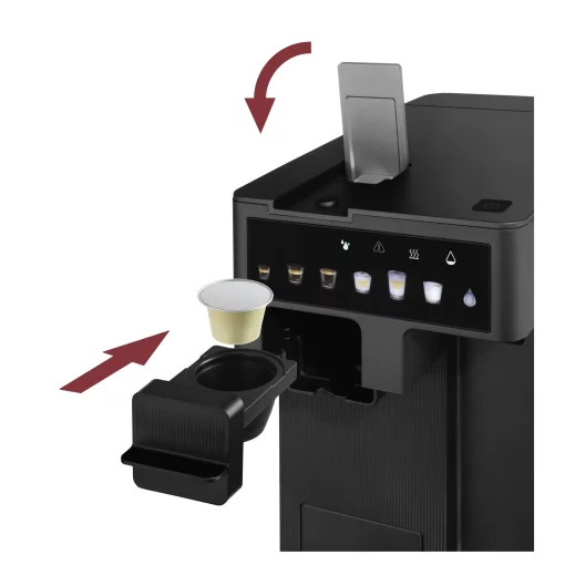 Кавоварка Catler капсульна Renzo 1.6л, капсули, мелена кава, сенсорне керування, автоматичний капучинатор, чорний