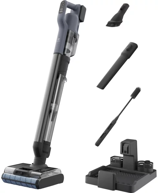 Пилосос Electrolux бездротовий, вологе прибирання, конт пил -0.57л, вода -0.65л, автон. робота до 80хв, вага-7.09кг, 2в1, синій