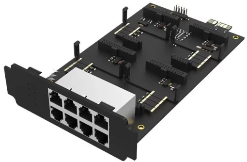 Плата Yeastar EX08 – на 4 внутрішні слоти під модулі, 8 портів RJ11 на зовнішній панелі