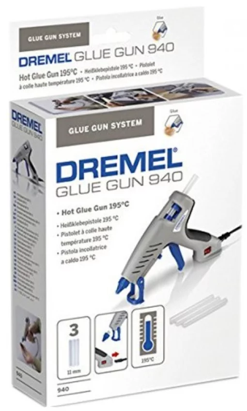 Пістолет клейовий Dremel 940 стрижні 11мм 195° 0.24кг