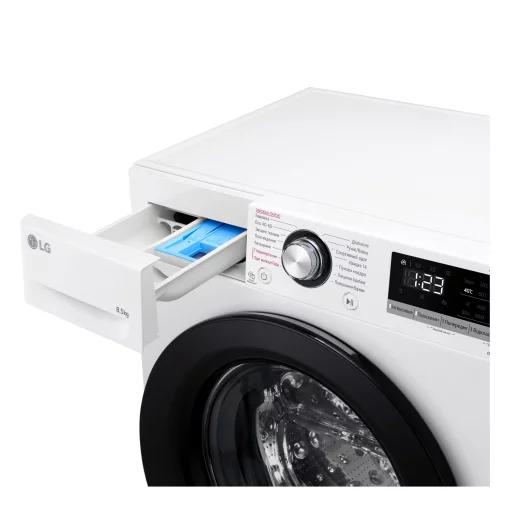 Пральна машина LG фронтальна, 8.5кг, 1200, A+++, 48см, дисплей, пара, інвертор, білий