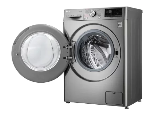 Прально-сушильна машина LG фронтальна, 8.5(5)кг, 1200, A, пара, 47см, дисплей, пара, інвертор, сріблястий