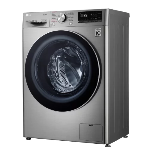 Прально-сушильна машина LG фронтальна, 8.5(5)кг, 1200, A, пара, 47см, дисплей, пара, інвертор, сріблястий