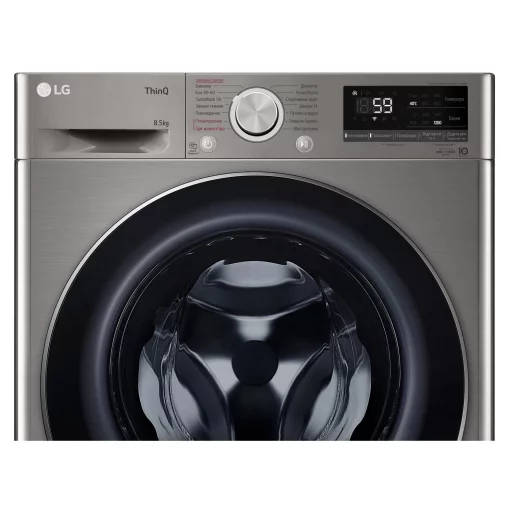 Пральна машина LG фронтальна, 8.5кг, 1200, A+++, 48см, дисплей, пара, інвертор, cріблястий
