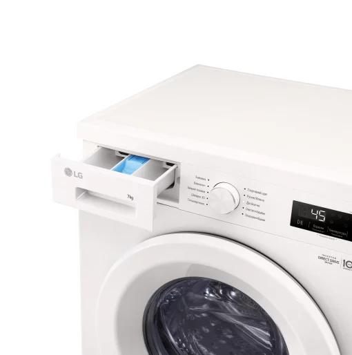 Пральна машина LG фронтальна, 7кг, 1200, A+++, 44см, дисплей, пара, інвертор, білий