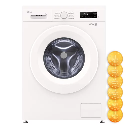 Пральна машина LG фронтальна, 7кг, 1200, A+++, 44см, дисплей, пара, інвертор, білий