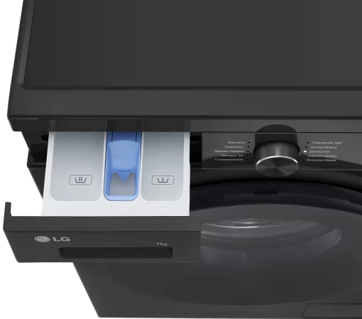Пральна машина LG фронтальна, 7кг, 1200, A+++, 44см, дисплей, пара, інвертор, чорний