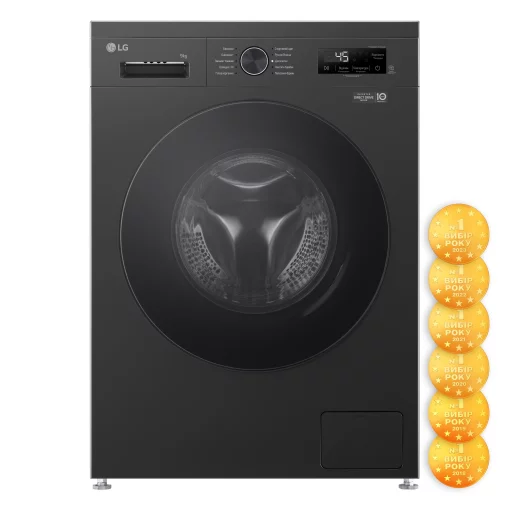 Пральна машина LG фронтальна, 9кг, 1200, A+++, 55см, дисплей, пара, інвертор, чорний