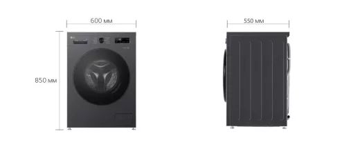 Пральна машина LG фронтальна, 9кг, 1200, A+++, 55см, дисплей, пара, інвертор, чорний