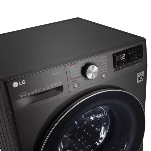 Прально-сушильна машина LG фронтальна, 10.5(7)кг, 1400, А, 56см, дисплей, пара, інвертор, чорний