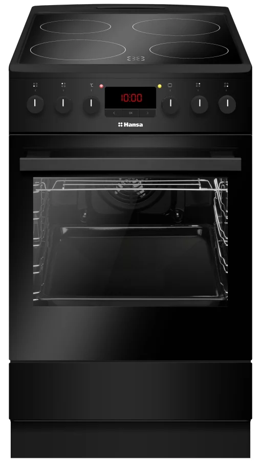 Плита Hansa електрична склокерамічна, 65л, 50x60см, дисплей, конвекція, чорний