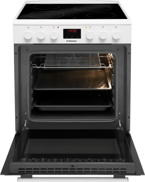 Плита Hansa електрична склокерамічна, 65л, 60x60см, дисплей, конвекція, білий