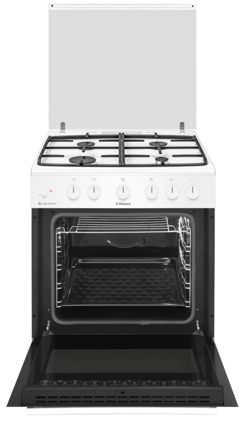 Плита Hansa газова, 71л, 60x60см, конвекція, чавун, білий