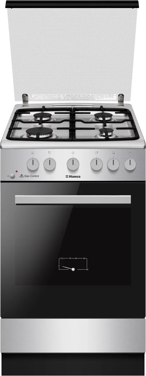 Плита Hansa газова, 50x60см, 71л, чавун, газ контр., нержавіюча сталь