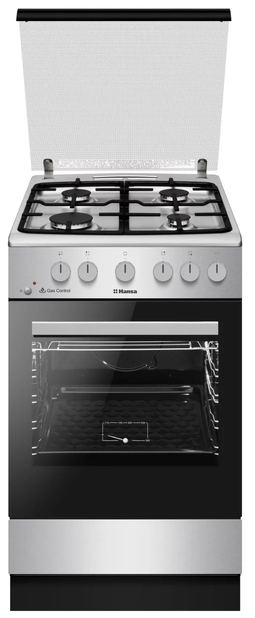 Плита Hansa газова, 50x60см, 71л, чавун, газ контр., нержавіюча сталь