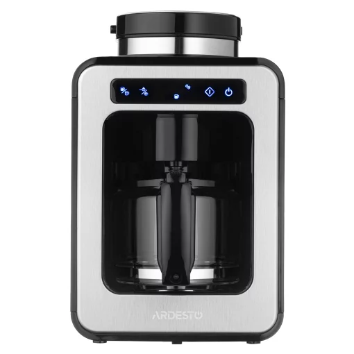 Кавоварка Ardesto Steel Collection крапельна 0.5л, зерно + мелена, дисплей, сріблясто-чорний
