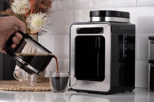 Кавоварка Ardesto Steel Collection крапельна 0.5л, зерно + мелена, дисплей, сріблясто-чорний