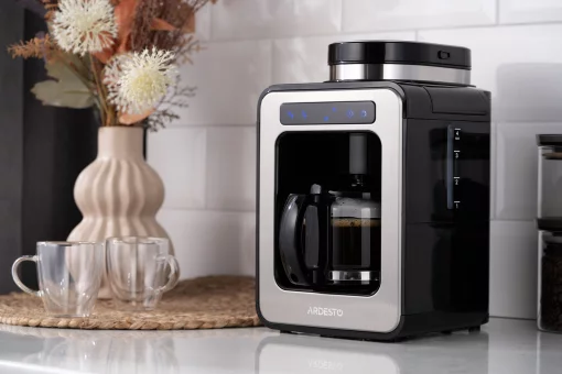 Кавоварка Ardesto Steel Collection крапельна 0.5л, зерно + мелена, дисплей, сріблясто-чорний
