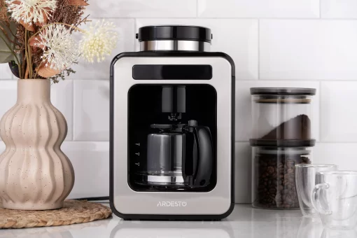 Кавоварка Ardesto Steel Collection крапельна 0.5л, зерно + мелена, дисплей, сріблясто-чорний