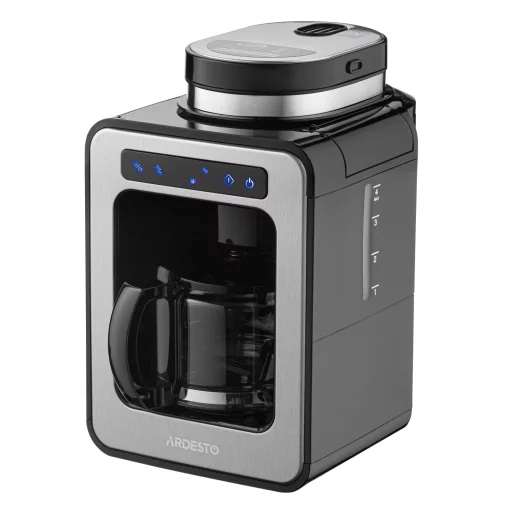 Кавоварка Ardesto Steel Collection крапельна 0.5л, зерно + мелена, дисплей, сріблясто-чорний
