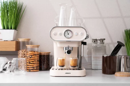 Кавоварка Ardesto ріжкова Vintage Dream 1.2л, мелена, ручний капучинатор, підігрів чашок, бежевий