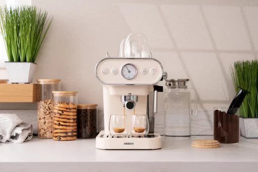 Кавоварка Ardesto ріжкова Vintage Dream 1.2л, мелена, ручний капучинатор, підігрів чашок, бежевий