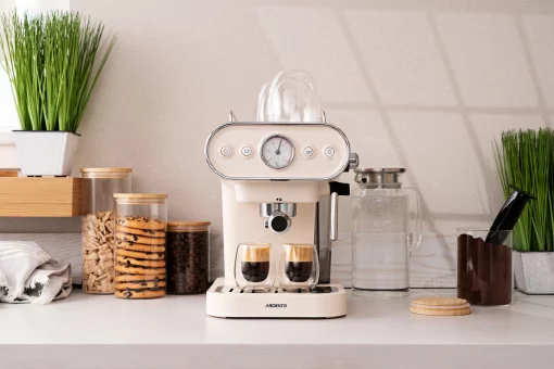 Кавоварка Ardesto ріжкова Vintage Dream 1.2л, мелена, ручний капучинатор, підігрів чашок, бежевий