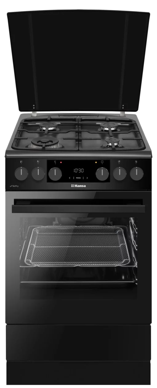 Плита Hansa комбінована, 65л, 50x60см, дисплей, конвекція, чавун, чорний