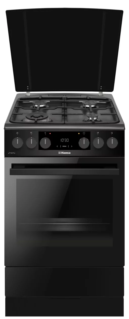 Плита Hansa комбінована, 65л, 50x60см, дисплей, конвекція, чавун, чорний