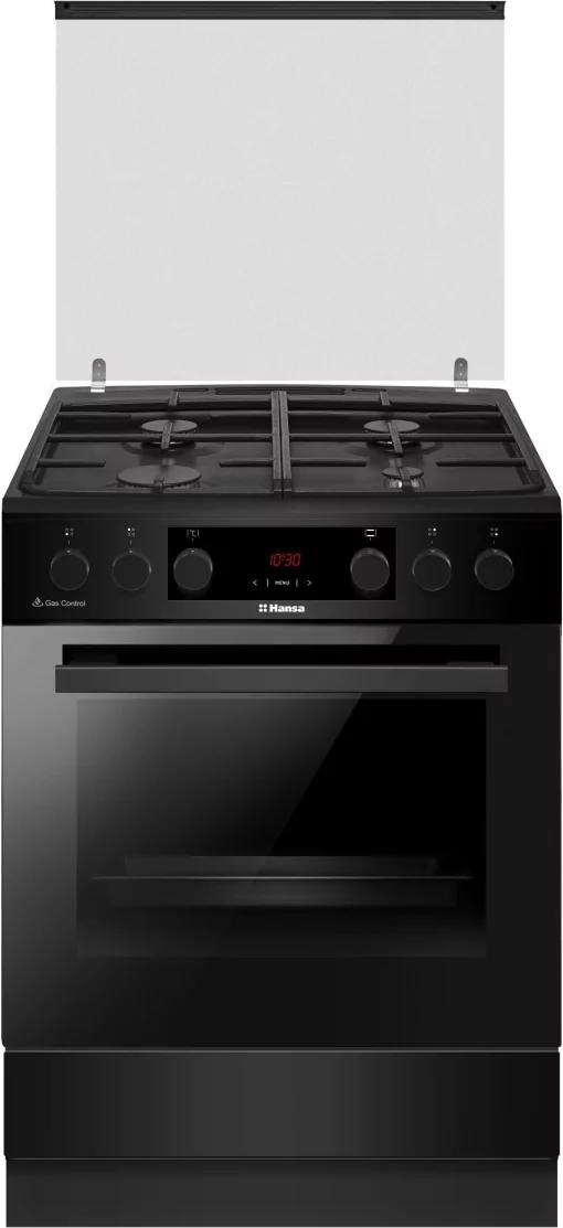Плита Hansa комбінована, 65л, 60x60см, дисплей, конвекція, чавун, чорний