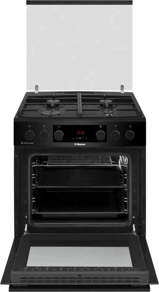 Плита Hansa комбінована, 65л, 60x60см, дисплей, конвекція, чавун, чорний