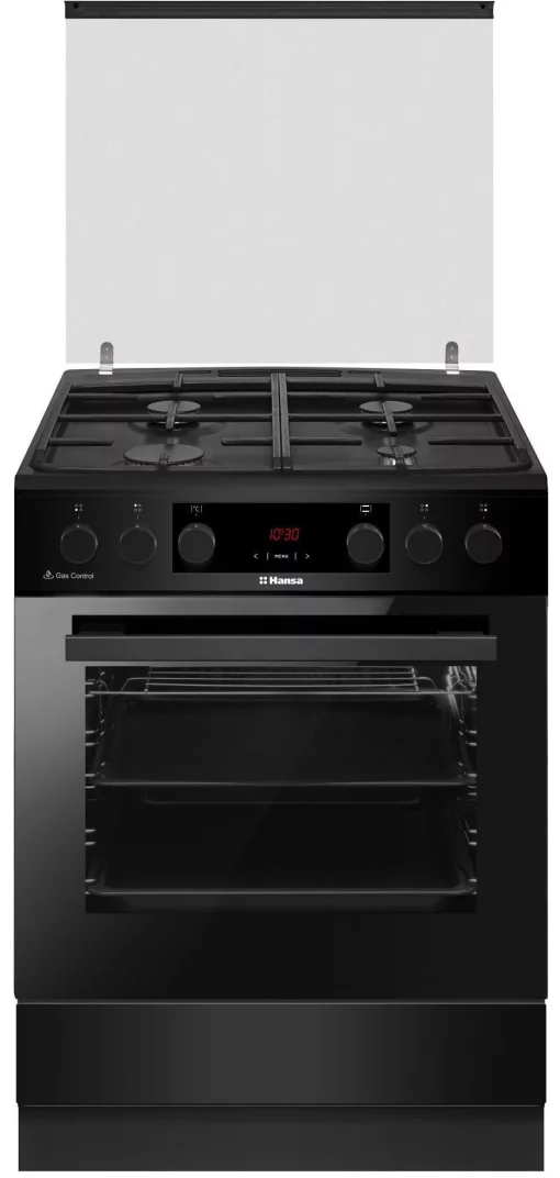 Плита Hansa комбінована, 65л, 60x60см, дисплей, конвекція, чавун, чорний