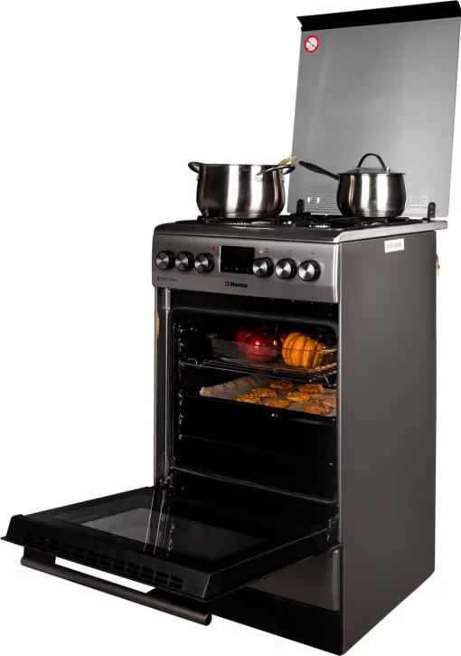 Плита Hansa комбінована, 65л, 50x60см, дисплей, конвекція, чавун, нерж