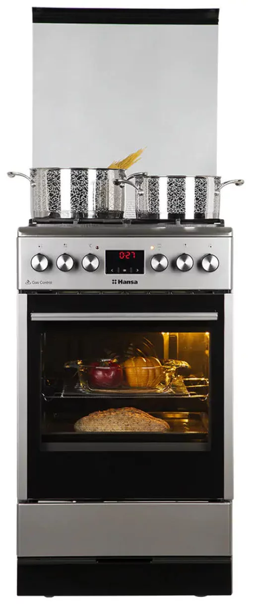 Плита Hansa комбінована, 62л, 50x60см, дисплей, конвекція, чавун, нерж