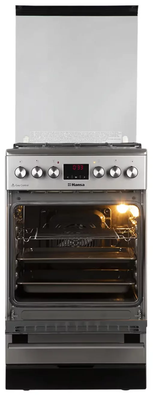 Плита Hansa комбінована, 62л, 50x60см, дисплей, конвекція, чавун, нерж