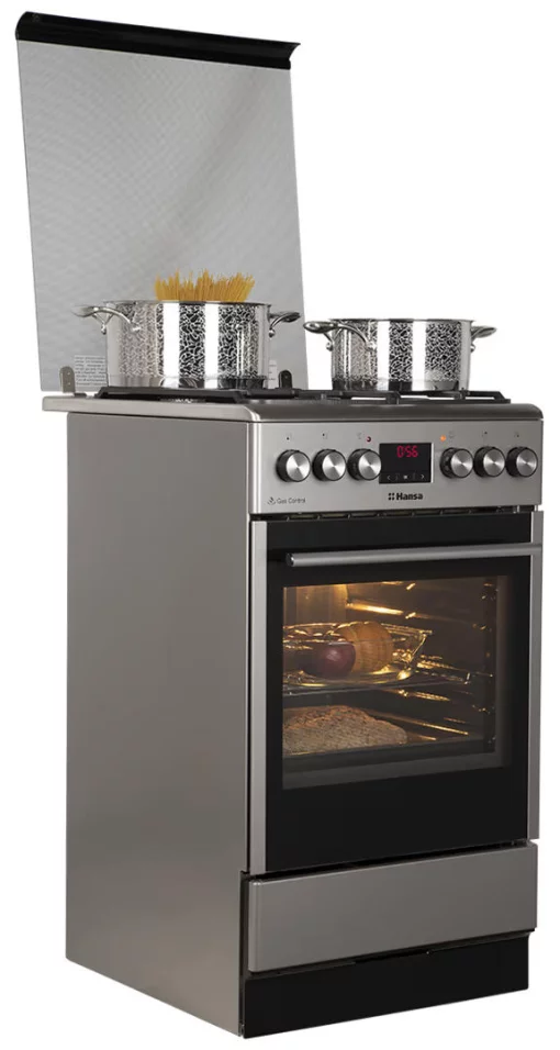 Плита Hansa комбінована, 62л, 50x60см, дисплей, конвекція, чавун, нерж