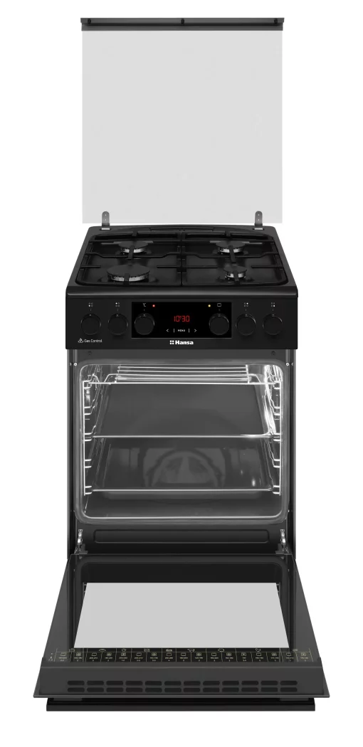 Плита Hansa комбінована, 65л, 50x60см, дисплей, конвекція, чавун, чорний