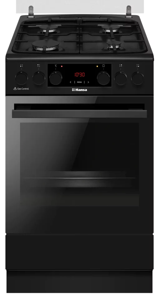 Плита Hansa комбінована, 65л, 50x60см, дисплей, конвекція, чавун, чорний