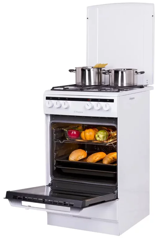 Плита Hansa комбінована, 62л, 50x60см, конвекція, чавун, білий