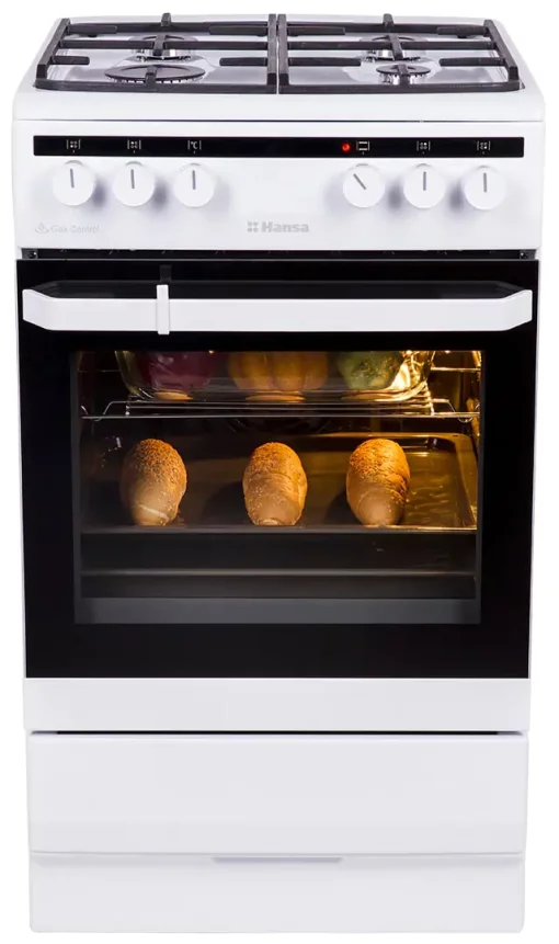 Плита Hansa комбінована, 62л, 50x60см, конвекція, чавун, білий