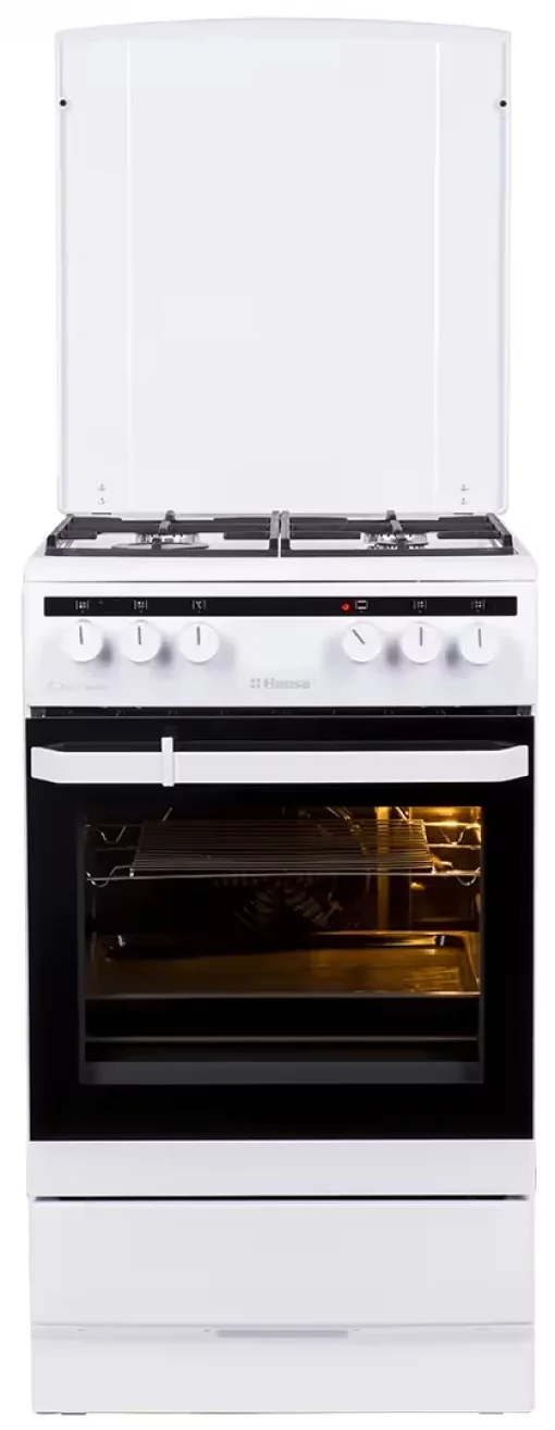 Плита Hansa комбінована, 62л, 50x60см, конвекція, чавун, білий