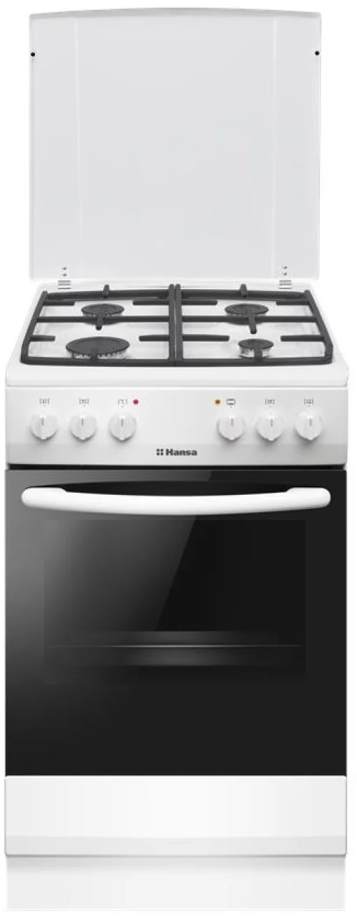 Плита Hansa комбінована, 62л, 50x60см, конвекція, чавун, білий
