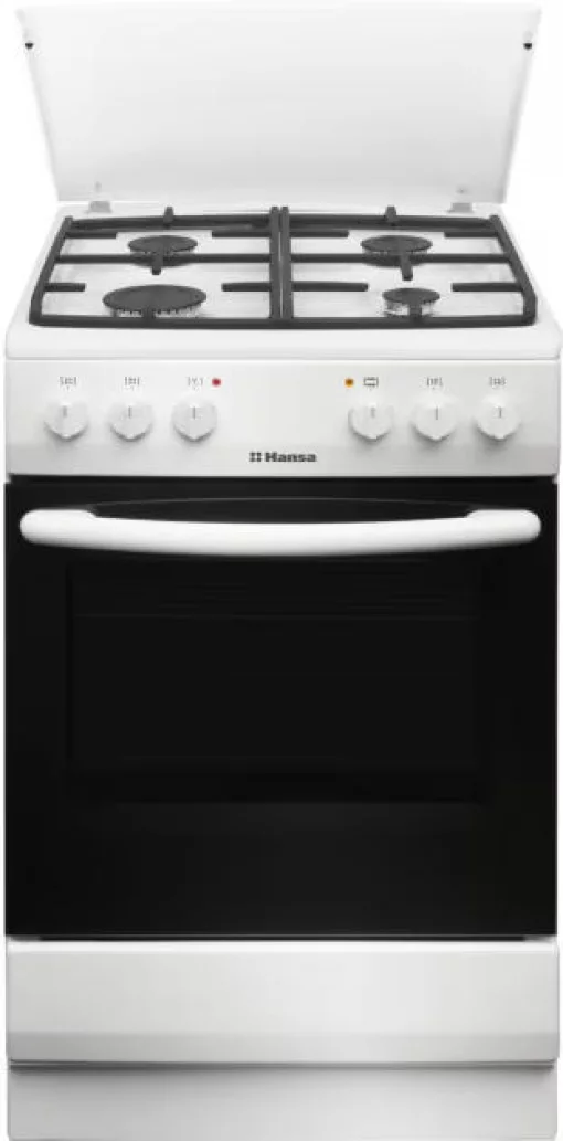 Плита Hansa комбінована, 62л, 50x60см, конвекція, чавун, білий